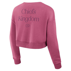 Kansas City Chiefs Women's Studio Tri-Blend Cropped Pullover Sweatshirt Pink