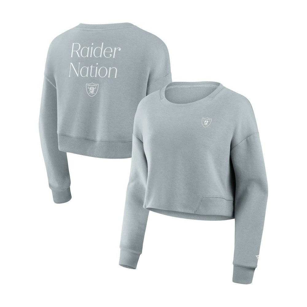 Las Vegas Raiders Women's Studio Tri-Blend Cropped Pullover Sweatshirt Gray