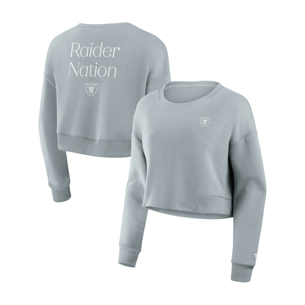Las Vegas Raiders Women's Studio Tri-Blend Cropped Pullover Sweatshirt Gray