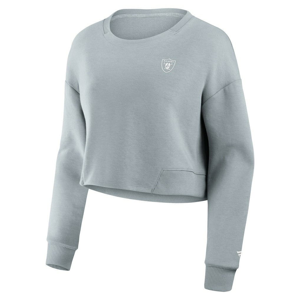 Las Vegas Raiders Women's Studio Tri-Blend Cropped Pullover Sweatshirt Gray
