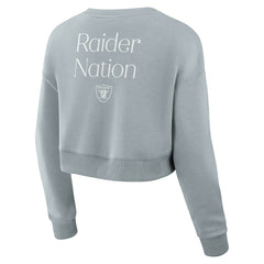 Las Vegas Raiders Women's Studio Tri-Blend Cropped Pullover Sweatshirt Gray