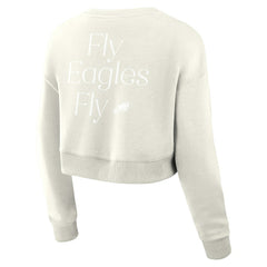 Philadelphia Eagles Women's Studio Tri-Blend Cropped Pullover Sweatshirt Cream