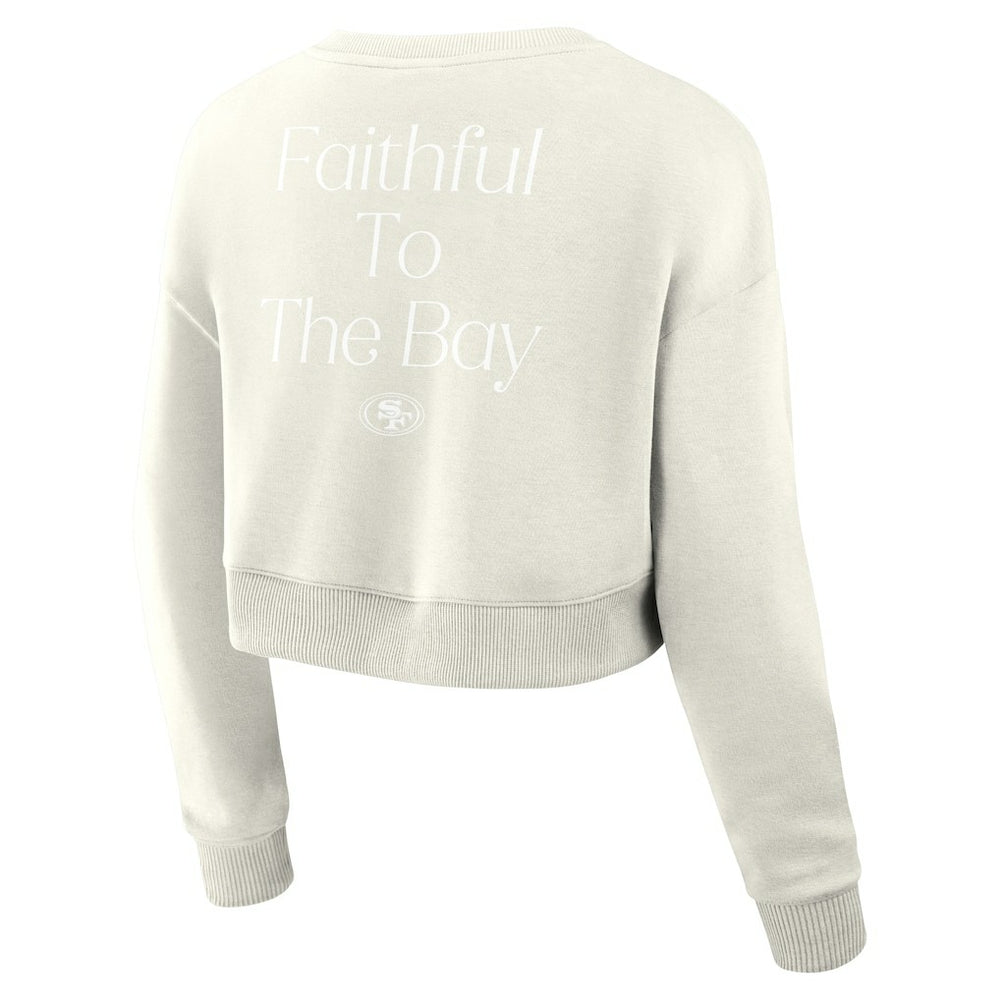 San Francisco 49ers Women's Studio Tri-Blend Cropped Pullover Sweatshirt Cream