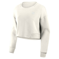Cincinnati Bengals Women's Studio Tri-Blend Cropped Pullover Sweatshirt Cream