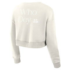 Cincinnati Bengals Women's Studio Tri-Blend Cropped Pullover Sweatshirt Cream