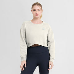 Cincinnati Bengals Women's Studio Tri-Blend Cropped Pullover Sweatshirt Cream