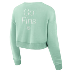 Miami Dolphins Women's Studio Tri-Blend Cropped Pullover Sweatshirt Mint