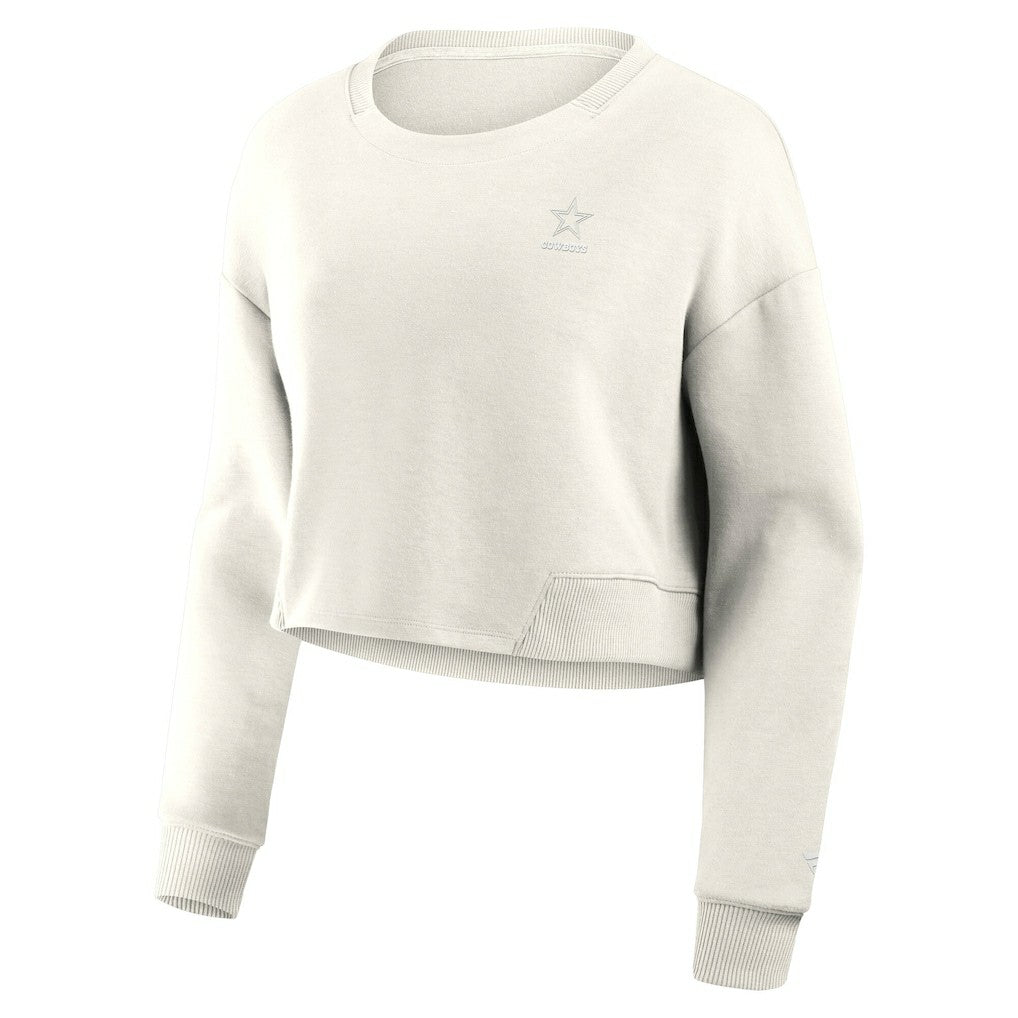 Dallas Cowboys Women's Studio Tri-Blend Cropped Pullover Sweatshirt Cream
