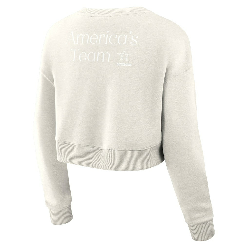 Dallas Cowboys Women's Studio Tri-Blend Cropped Pullover Sweatshirt Cream