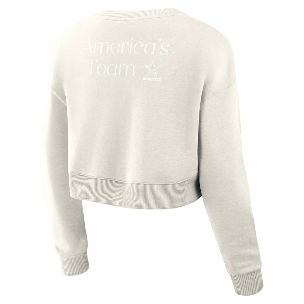 Dallas Cowboys Women's Studio Tri-Blend Cropped Pullover Sweatshirt Cream