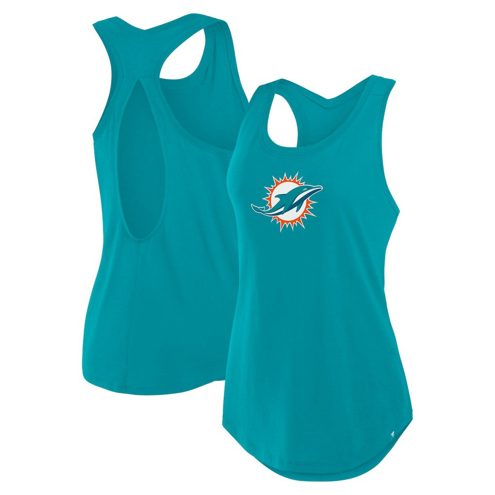 Miami Dolphins Women's Iron Fan Tank Top Aqua