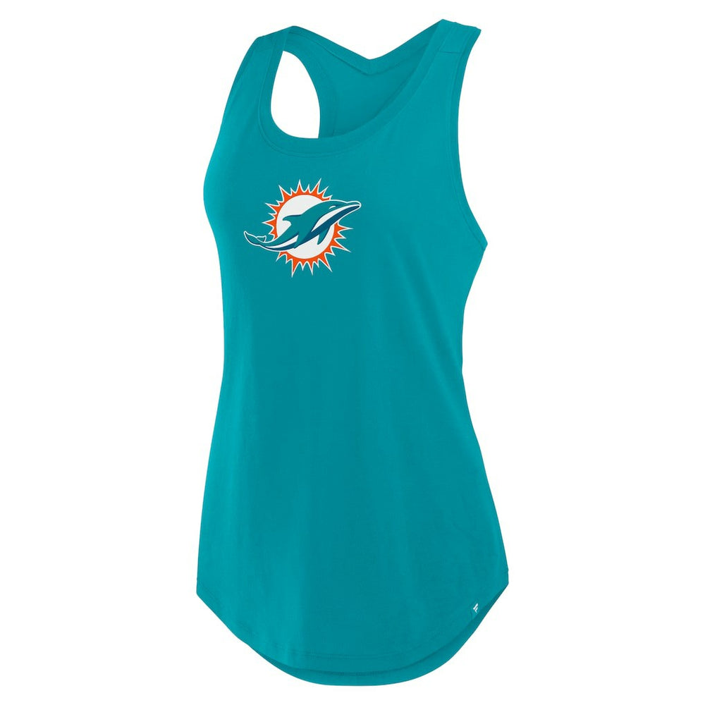 Miami Dolphins Women's Iron Fan Tank Top Aqua