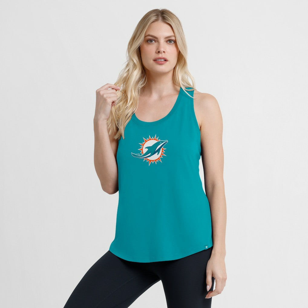 Miami Dolphins Women's Iron Fan Tank Top Aqua