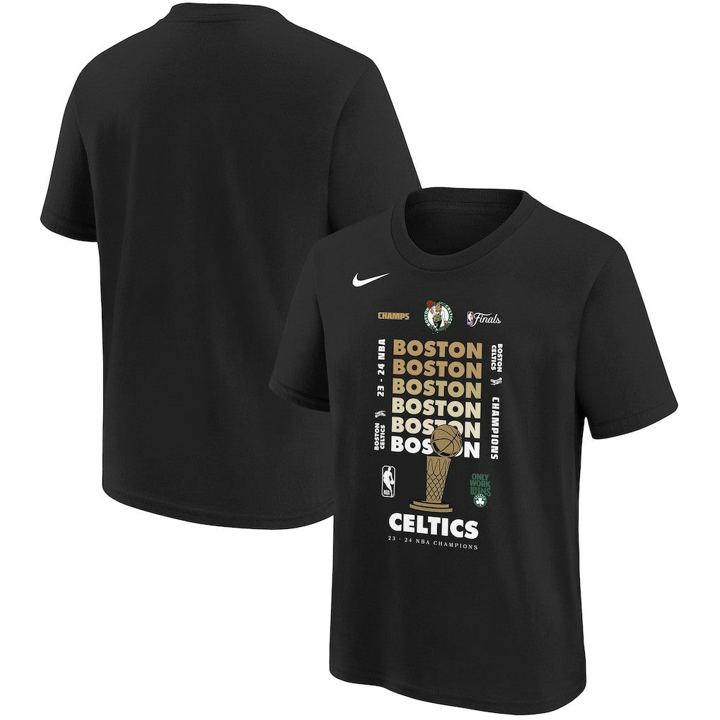 Boston Celtics Youth 2024 NBA Finals Champions Expressive T-Shirt Black