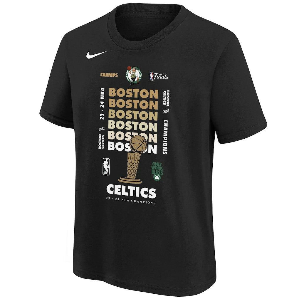 Boston Celtics Youth 2024 NBA Finals Champions Expressive T-Shirt Black