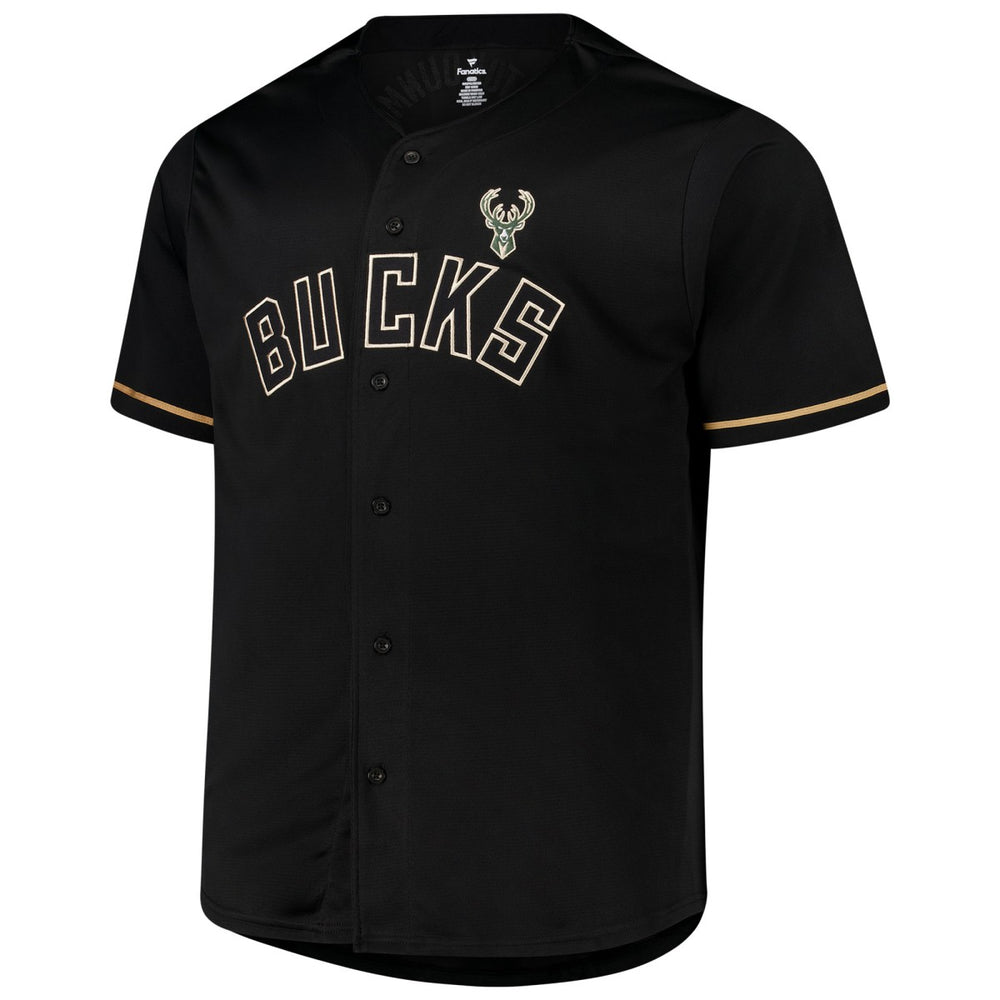 Giannis Antetokounmpo Milwaukee Bucks Profile Big & Tall Name & Number Button-Up Jersey Black