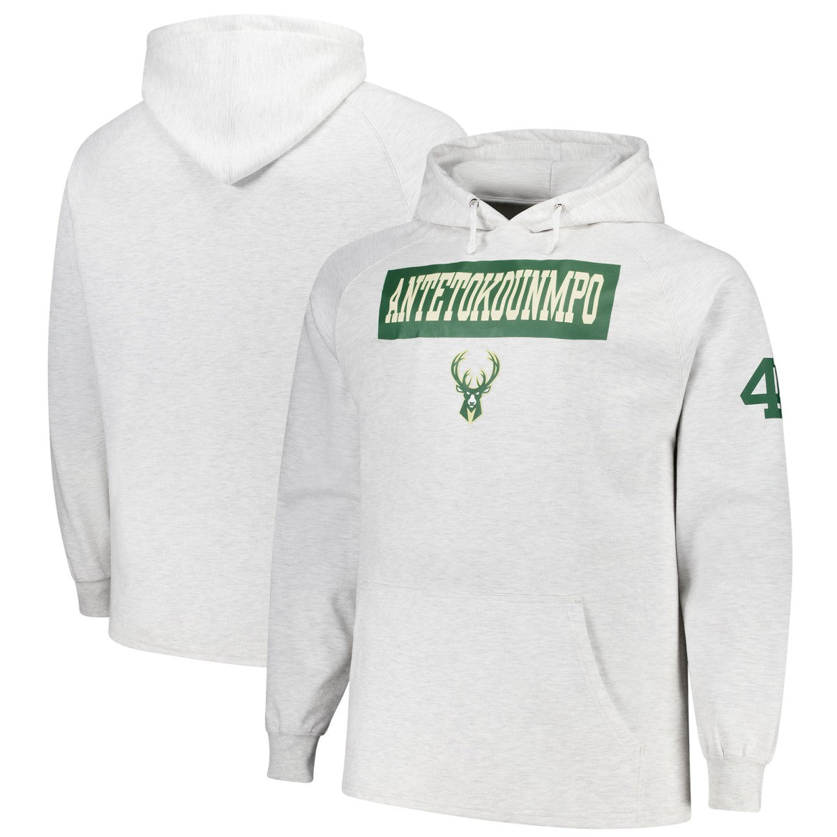Giannis Antetokounmpo Milwaukee Bucks Profile Big & Tall Player Double Face Tri-Blend Pullover Hoodie Ash