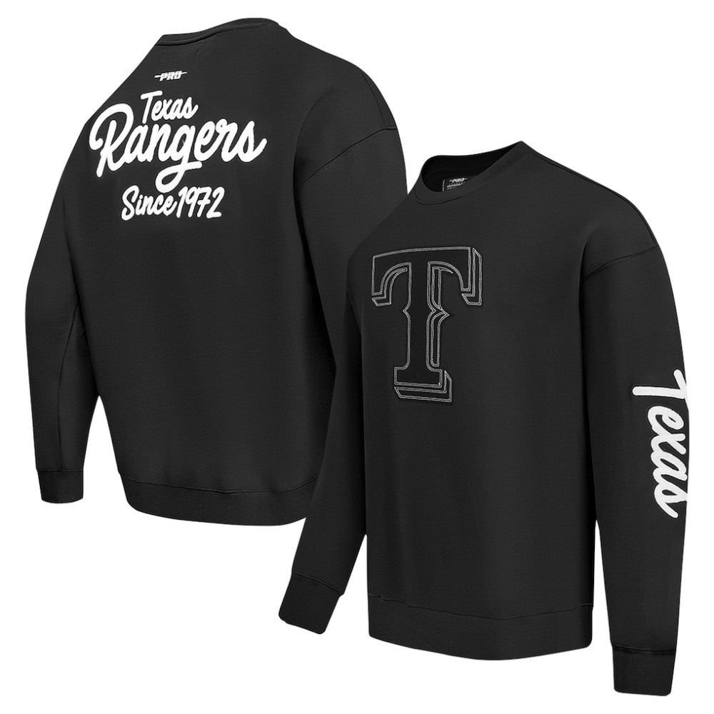 Texas Rangers Pro Standard Paint The City Dropped Shoulder Pullover Sweatshirt - Black Pullover