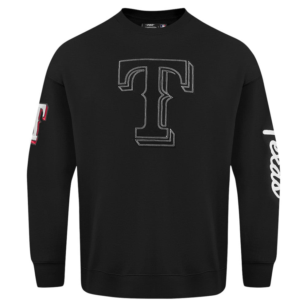 Texas Rangers Pro Standard Paint The City Dropped Shoulder Pullover Sweatshirt - Black Pullover