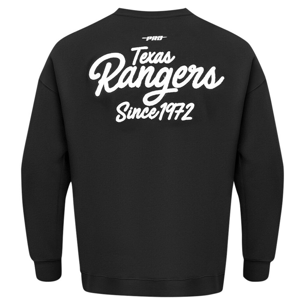 Texas Rangers Pro Standard Paint The City Dropped Shoulder Pullover Sweatshirt - Black Pullover