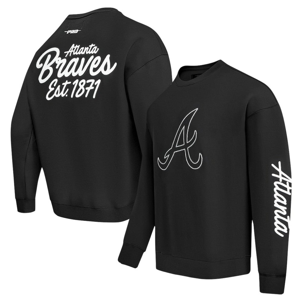 Atlanta Braves Pro Standard Paint The City Dropped Shoulder Pullover Sweatshirt - Black Pullover