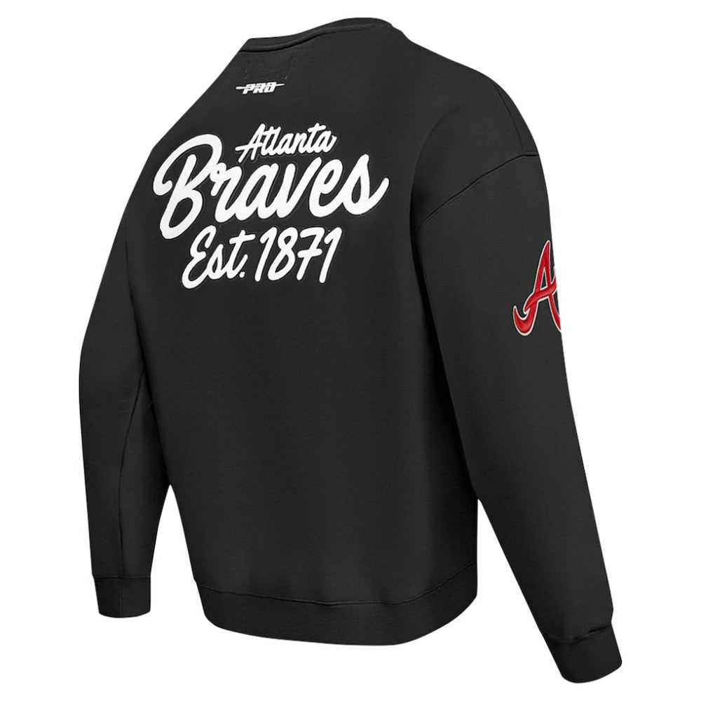 Atlanta Braves Pro Standard Paint The City Dropped Shoulder Pullover Sweatshirt - Black Pullover
