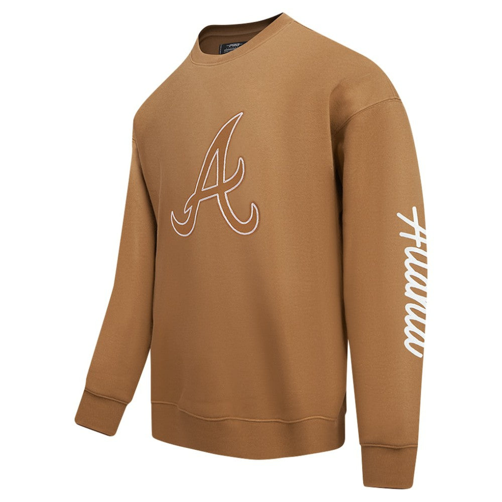 Atlanta Braves Pro Standard Paint The City Dropped Shoulder Pullover Sweatshirt - Brown Pullover