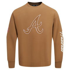 Atlanta Braves Pro Standard Paint The City Dropped Shoulder Pullover Sweatshirt - Brown Pullover