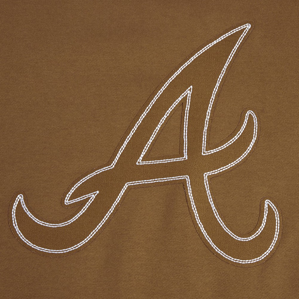 Atlanta Braves Pro Standard Paint The City Dropped Shoulder Pullover Sweatshirt - Brown Pullover