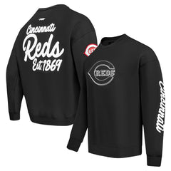 Cincinnati Reds Pro Standard Paint The City Dropped Shoulder Pullover Sweatshirt - Black Pullover