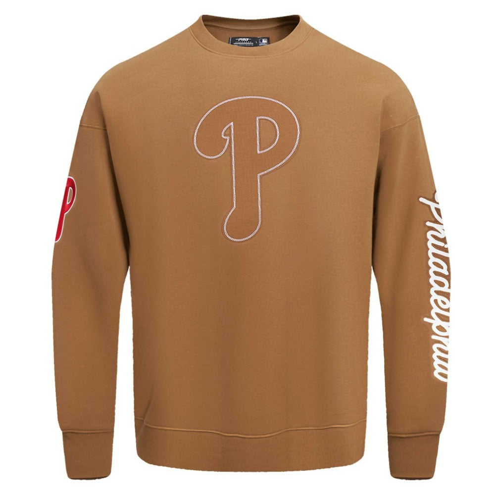 Philadelphia Phillies Pro Standard Paint The City Dropped Shoulder Pullover Sweatshirt - Brown Pullover