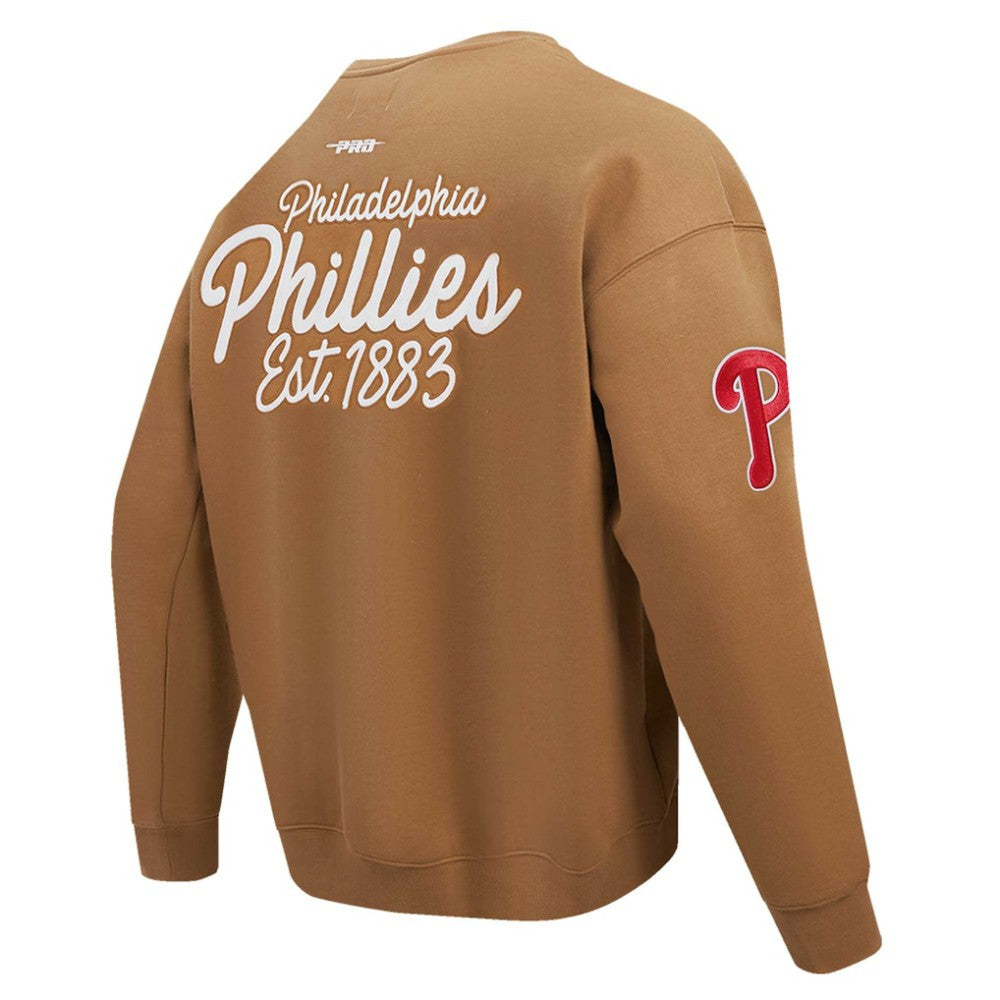 Philadelphia Phillies Pro Standard Paint The City Dropped Shoulder Pullover Sweatshirt - Brown Pullover