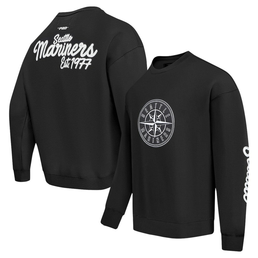 Seattle Mariners Pro Standard Paint The City Dropped Shoulder Pullover Sweatshirt - Black Pullover