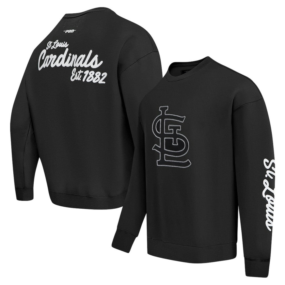 St. Louis Cardinals Pro Standard Paint The City Dropped Shoulder Pullover Sweatshirt - Black Pullover