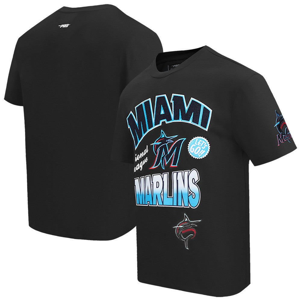 Miami Marlins Pro Standard Turn It Up Dropped Shoulder T-Shirt - Black T-shirts