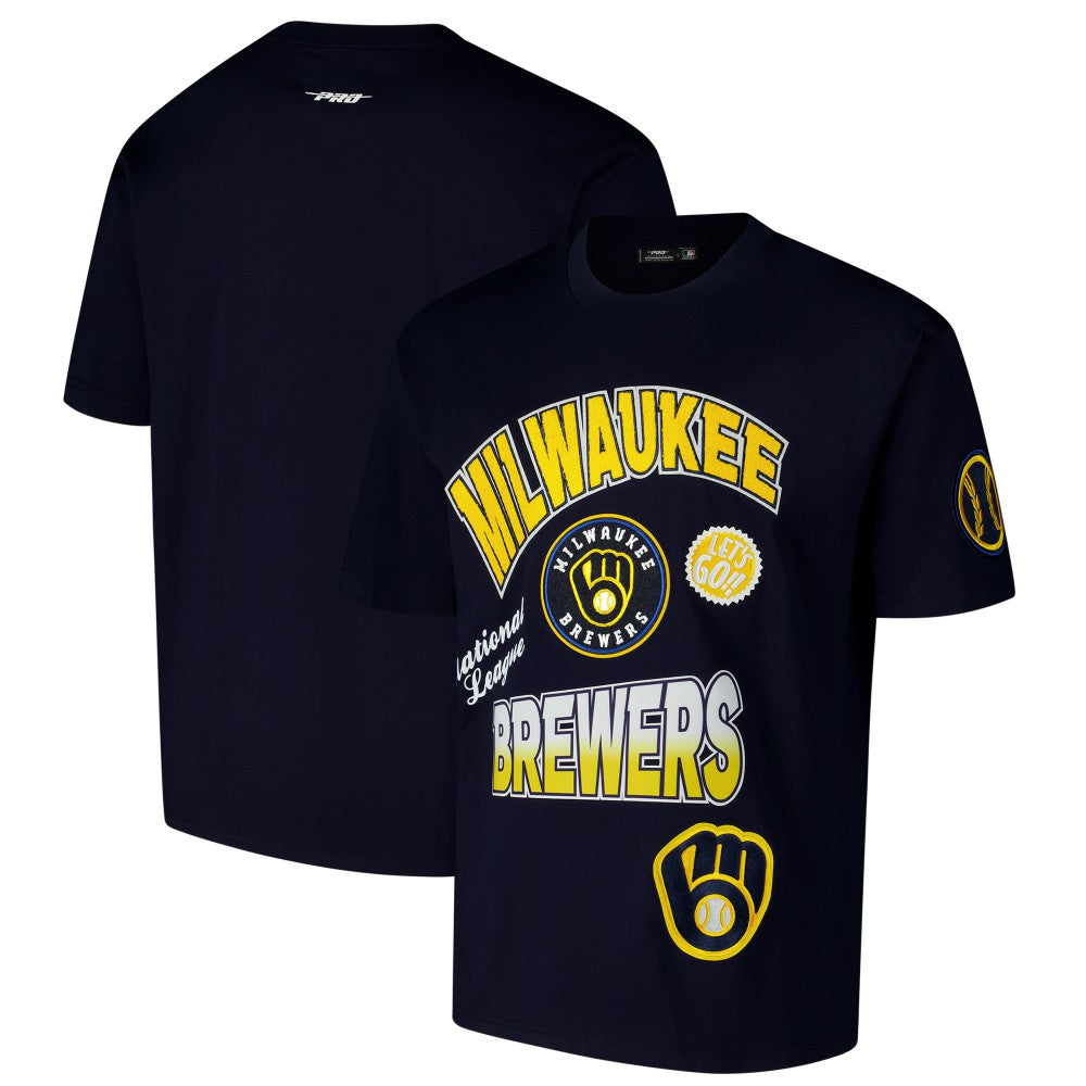 Milwaukee Brewers Pro Standard Turn It Up Dropped Shoulder T-Shirt - Navy T-shirts