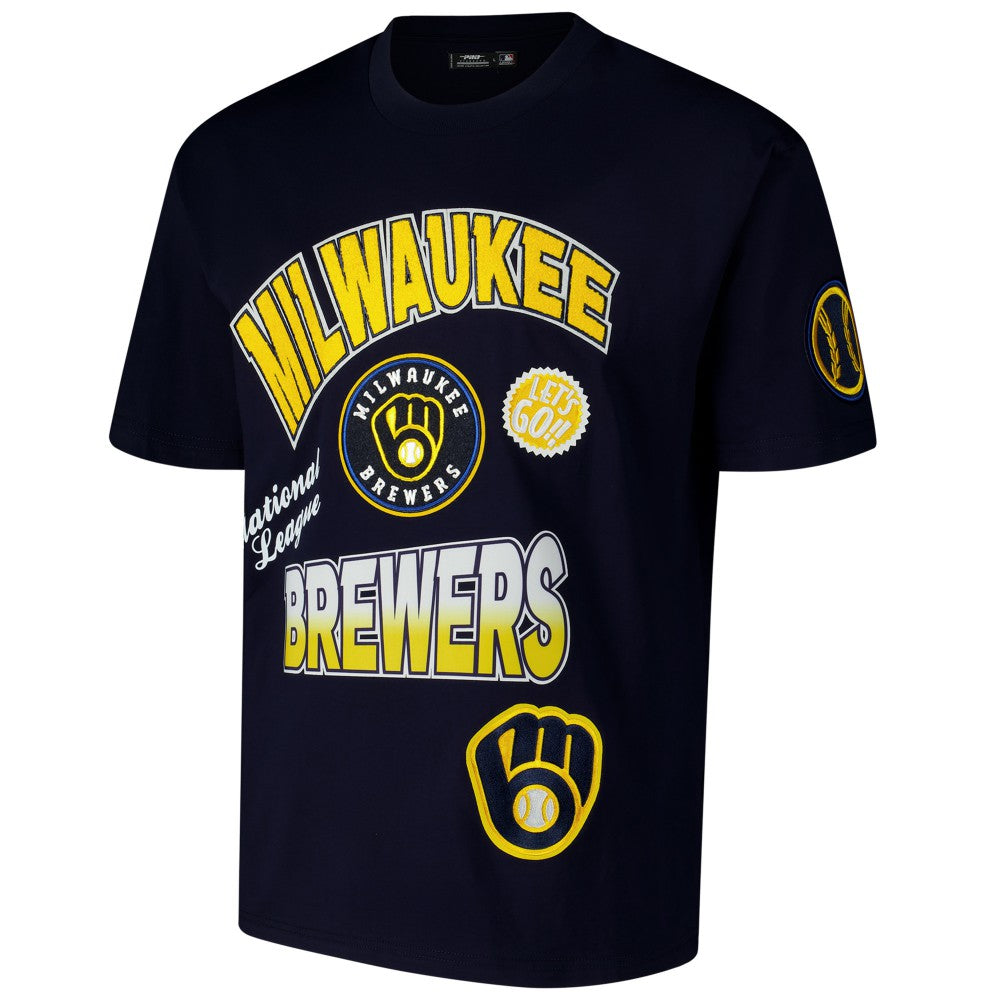 Milwaukee Brewers Pro Standard Turn It Up Dropped Shoulder T-Shirt - Navy T-shirts