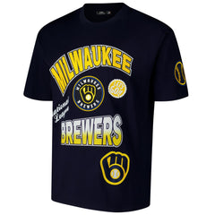 Milwaukee Brewers Pro Standard Turn It Up Dropped Shoulder T-Shirt - Navy T-shirts
