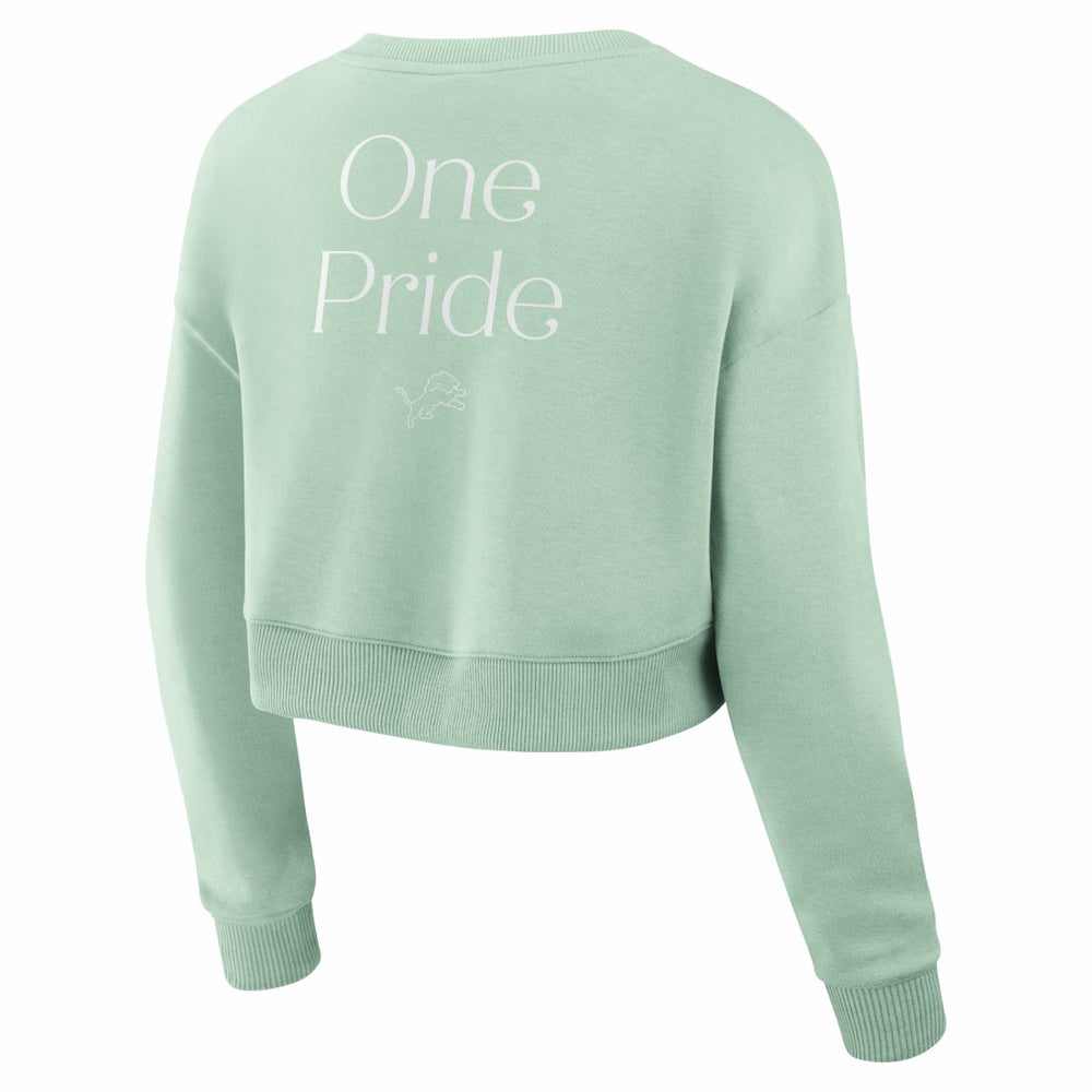 Detroit Lions Women's Studio Tri-Blend Cropped Pullover Sweatshirt Mint
