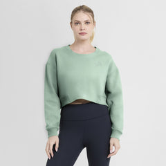 Detroit Lions Women's Studio Tri-Blend Cropped Pullover Sweatshirt Mint