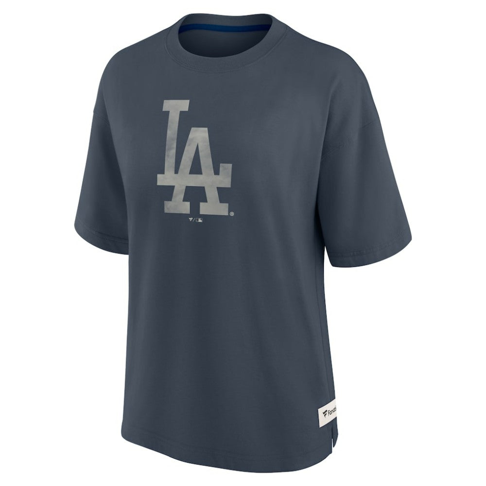 Los Angeles Dodgers Fanatics Women's Oversized Elements Raw Edge Future Ground T-Shirt - Blue T-shirts