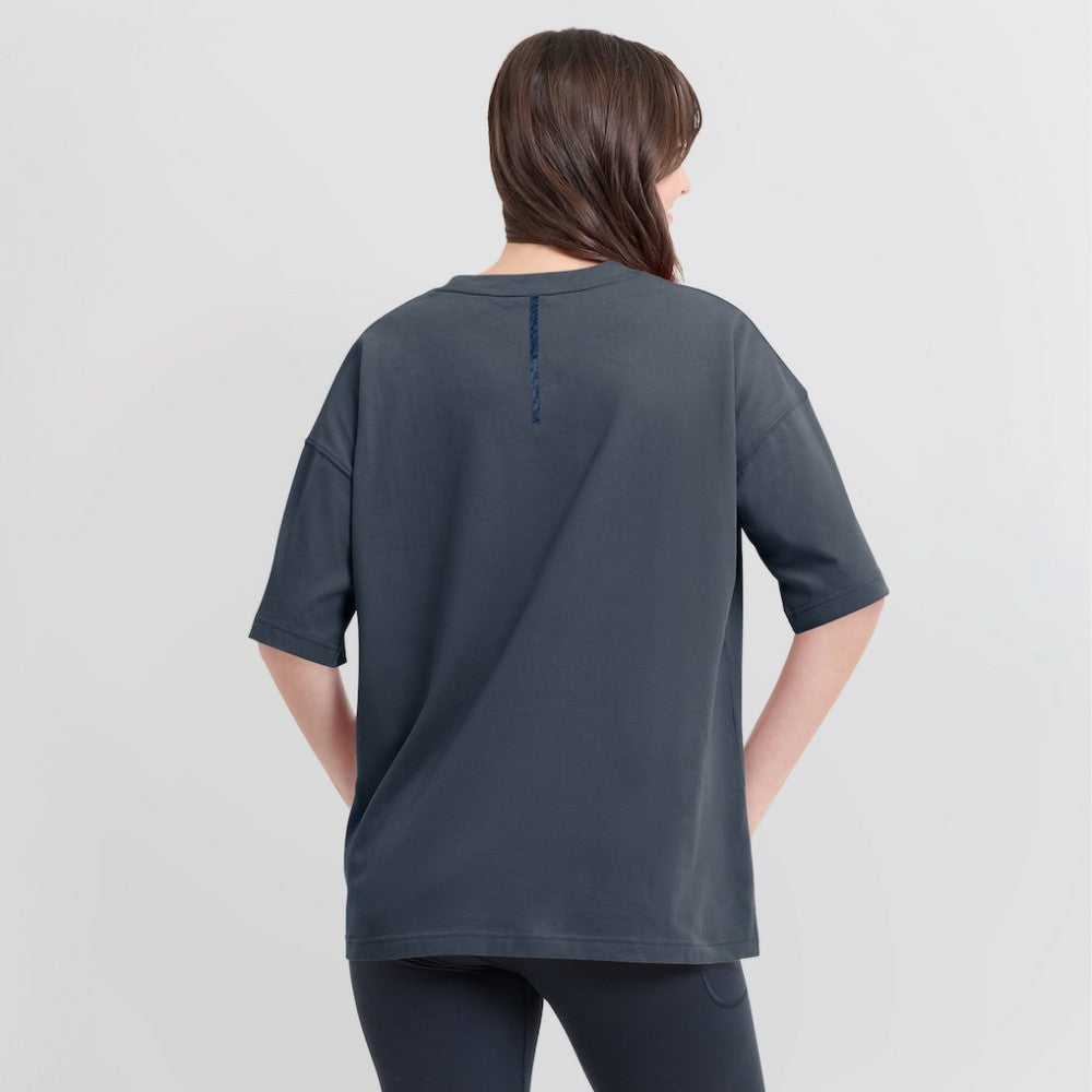 Chicago Cubs Fanatics Women's Oversized Elements Raw Edge Future Ground T-Shirt - Blue T-shirts