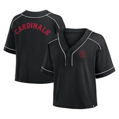 St. Louis Cardinals Fanatics Women's Oversized Champ Game Cropped  V-Neck T-Shirt - Black T-shirts