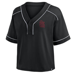 St. Louis Cardinals Fanatics Women's Oversized Champ Game Cropped  V-Neck T-Shirt - Black T-shirts