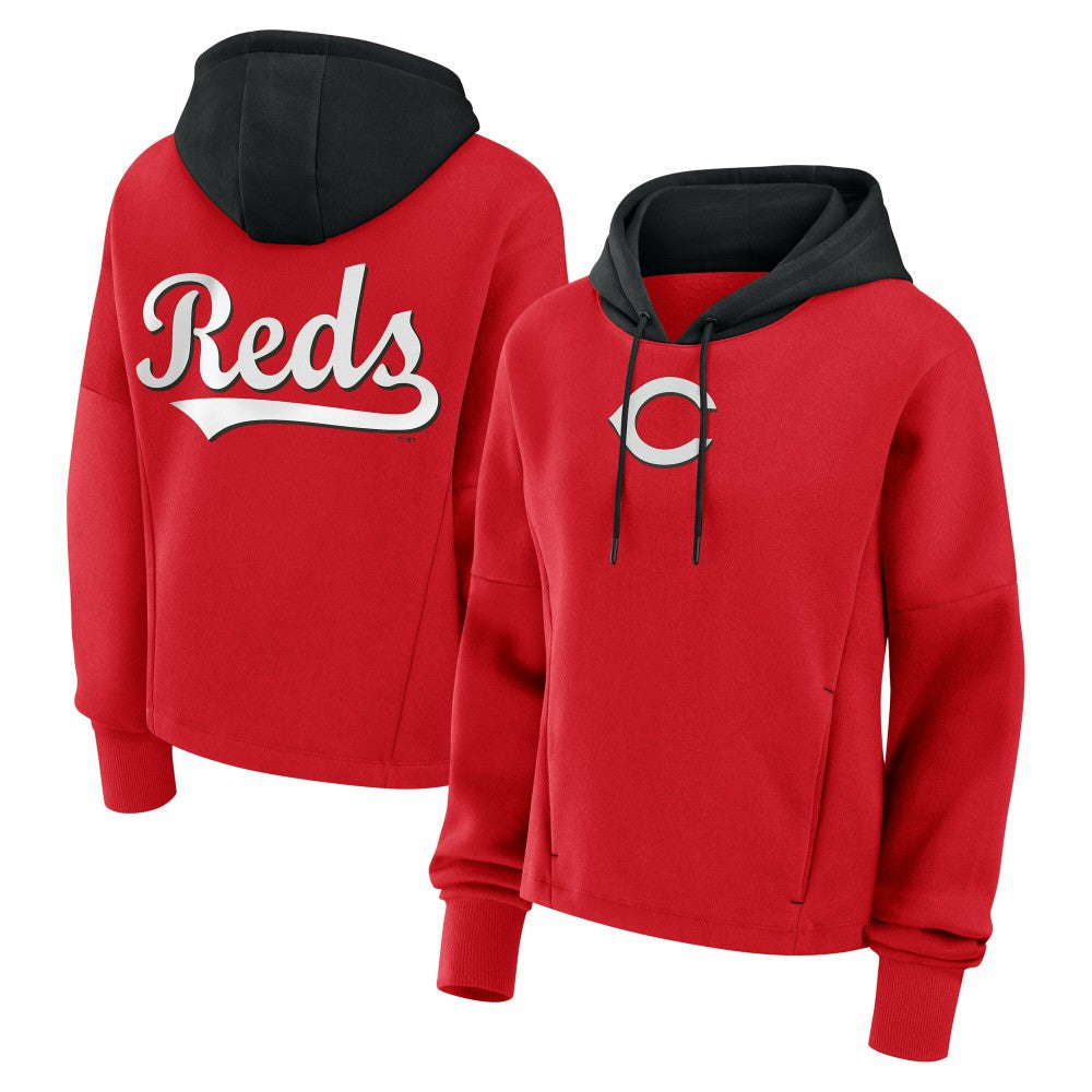 Cincinnati Reds Fanatics Women's Oversized Legacy Favorite Spectator Pullover Hoodie - Red Hoodies