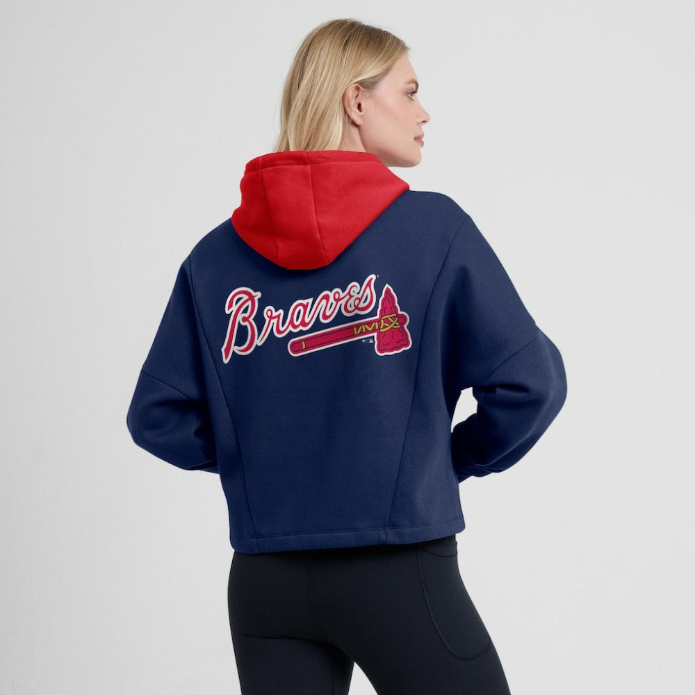 Atlanta Braves Fanatics Women's Oversized Legacy Favorite Spectator Pullover Hoodie - Navy Hoodies