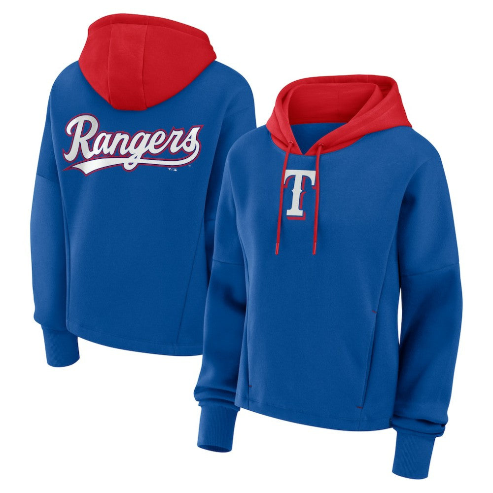 Texas Rangers Fanatics Women's Oversized Legacy Favorite Spectator Pullover Hoodie - Royal Hoodies