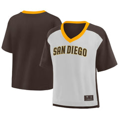 San Diego Padres Fanatics Oversized Race To Win V-Neck T-Shirt - Brown/Graphite T-shirts