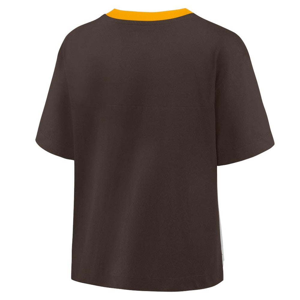 San Diego Padres Fanatics Oversized Race To Win V-Neck T-Shirt - Brown/Graphite T-shirts