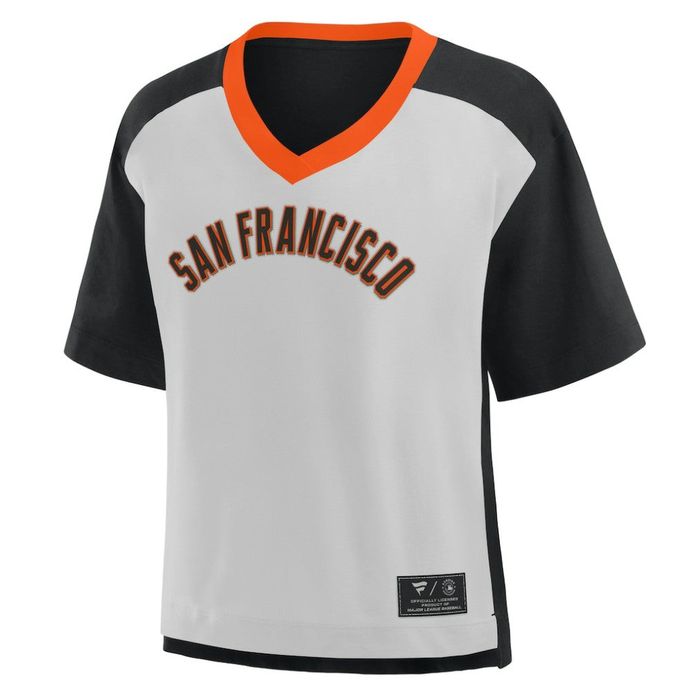 San Francisco Giants Fanatics Oversized Race To Win V-Neck T-Shirt - Black/Graphite T-shirts
